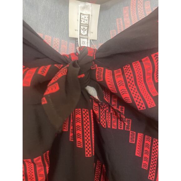 HAWAII’S FINEST HI Women’s Plus Sz 2X Red Black Geometric Design Wide Leg Pants - Picture 5 of 7